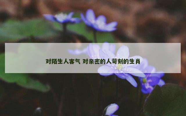 对陌生人客气 对亲密的人苛刻的生肖