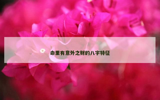 命里有意外之财的八字特征