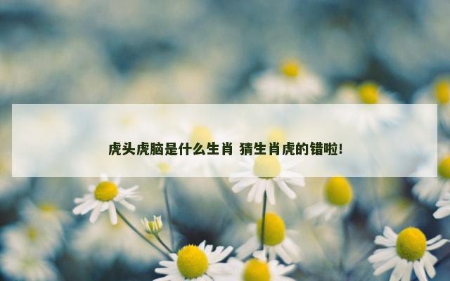 虎头虎脑是什么生肖 猜生肖虎的错啦！