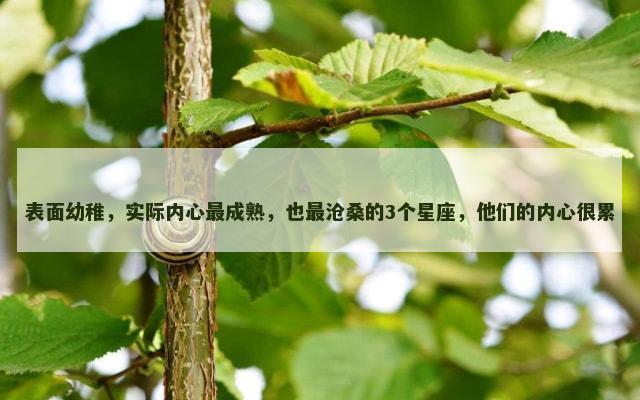 表面幼稚，实际内心最成熟，也最沧桑的3个星座，他们的内心很累