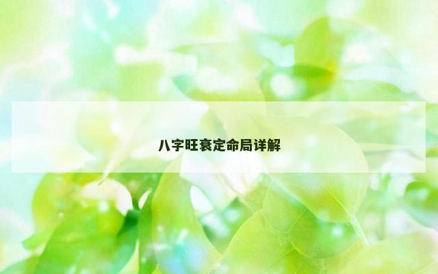 八字旺衰定命局详解