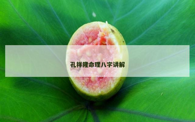 孔祥隆命理八字讲解