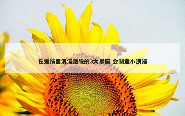 在爱情里浪漫洒脱的3大星座 会制造小浪漫