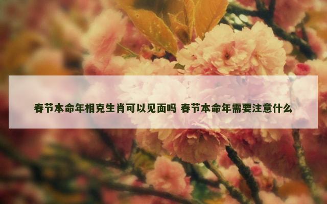春节本命年相克生肖可以见面吗 春节本命年需要注意什么