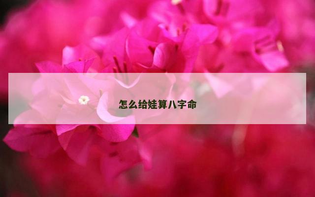 怎么给娃算八字命