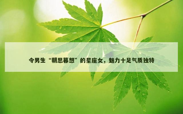 令男生“朝思暮想”的星座女，魅力十足气质独特