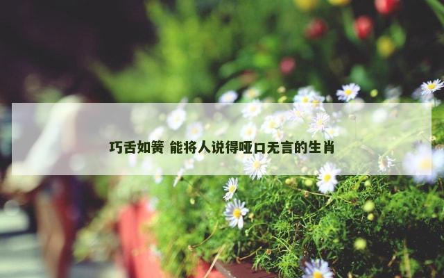 巧舌如簧 能将人说得哑口无言的生肖
