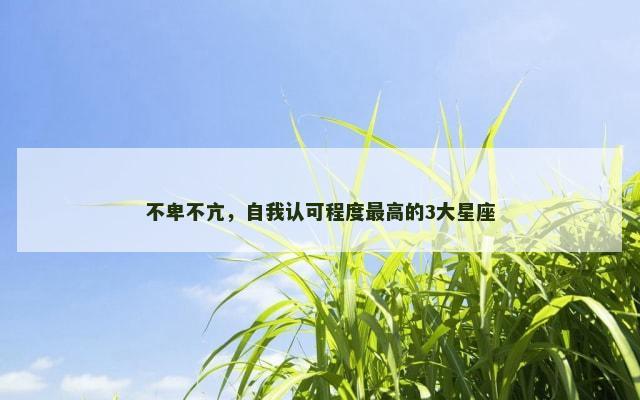 不卑不亢，自我认可程度最高的3大星座