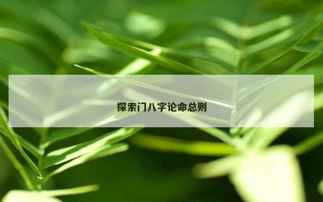 探索门八字论命总则