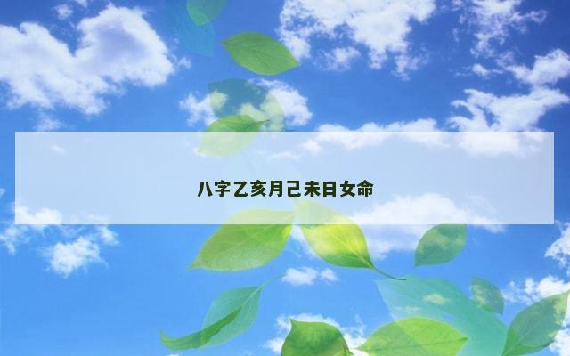 八字乙亥月己未日女命