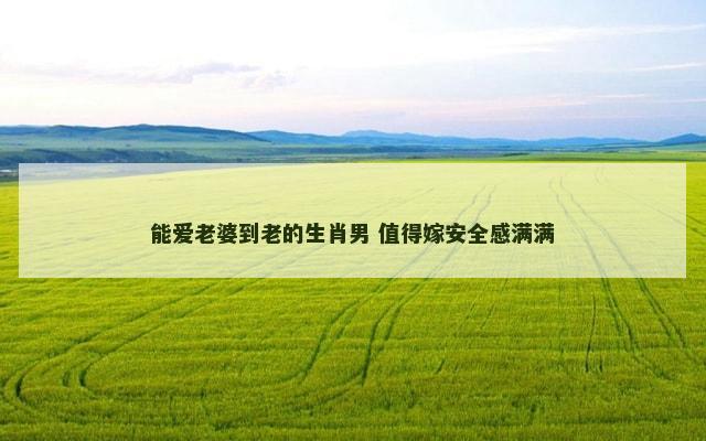 能爱老婆到老的生肖男 值得嫁安全感满满
