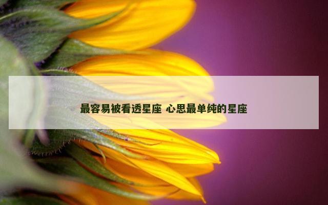 最容易被看透星座 心思最单纯的星座