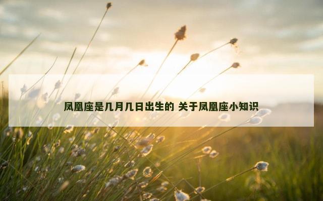 凤凰座是几月几日出生的 关于凤凰座小知识