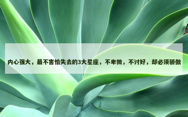 内心强大，最不害怕失去的3大星座，不卑微，不讨好，却必须骄傲
