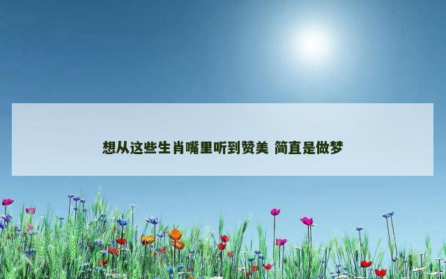 想从这些生肖嘴里听到赞美 简直是做梦