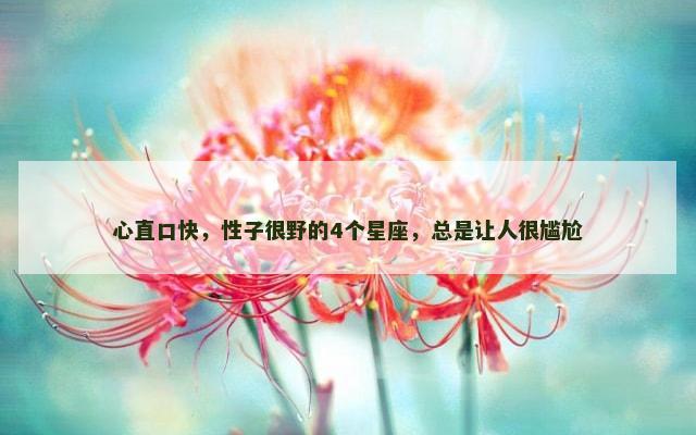 心直口快，性子很野的4个星座，总是让人很尴尬