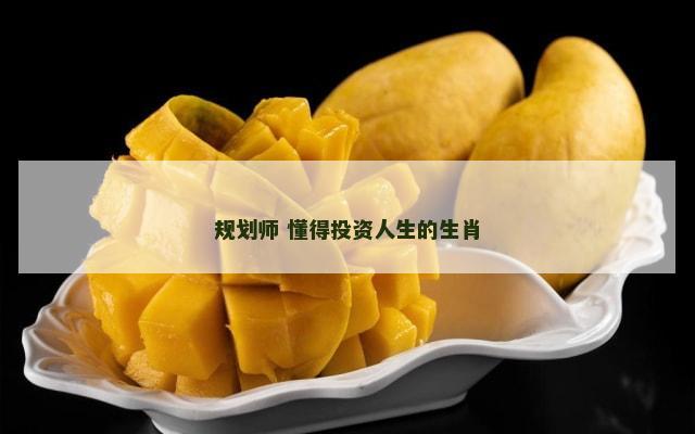 规划师 懂得投资人生的生肖