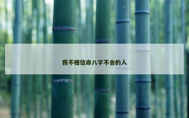 我不相信命八字不合的人