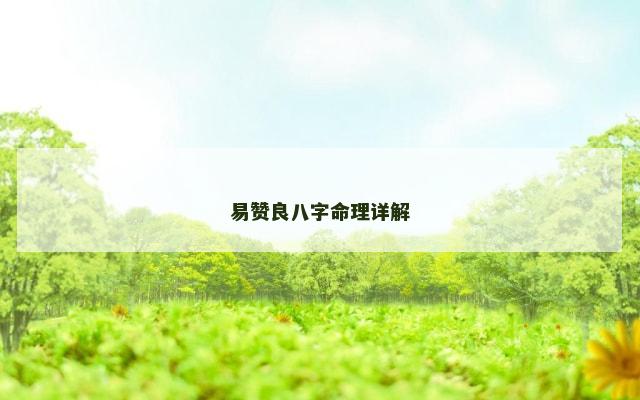 易赞良八字命理详解