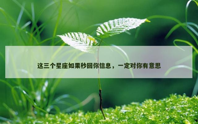 这三个星座如果秒回你信息，一定对你有意思