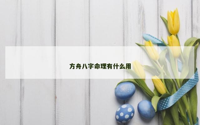 方舟八字命理有什么用