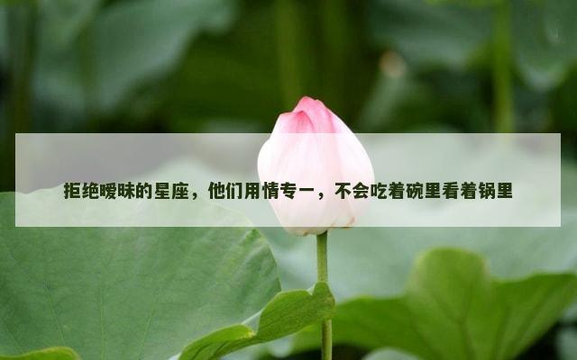 拒绝暧昧的星座，他们用情专一，不会吃着碗里看着锅里