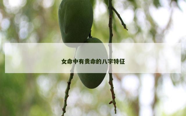 女命中有贵命的八字特征