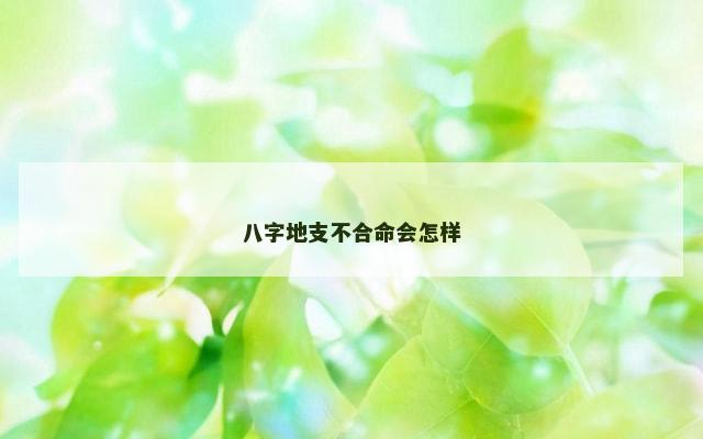 八字地支不合命会怎样