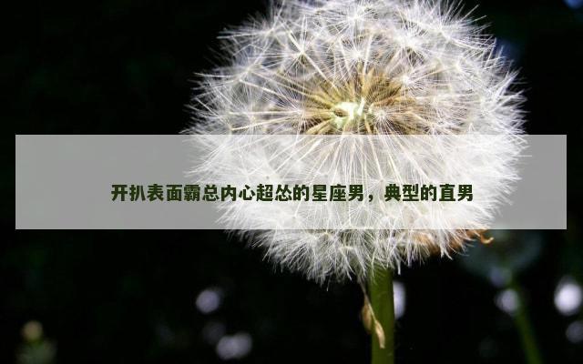 开扒表面霸总内心超怂的星座男，典型的直男