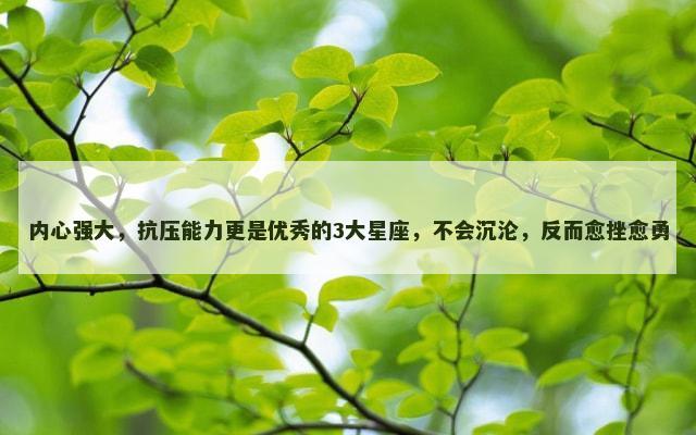 内心强大，抗压能力更是优秀的3大星座，不会沉沦，反而愈挫愈勇