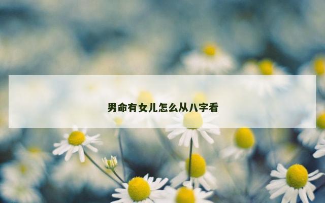 男命有女儿怎么从八字看