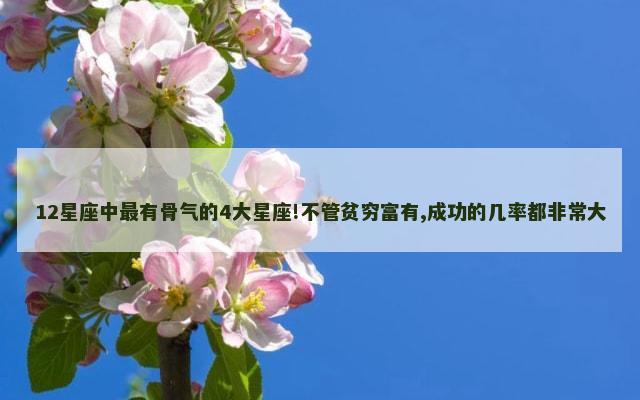12星座中最有骨气的4大星座!不管贫穷富有,成功的几率都非常大