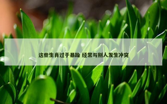 这些生肖过于暴躁 经常与别人发生冲突