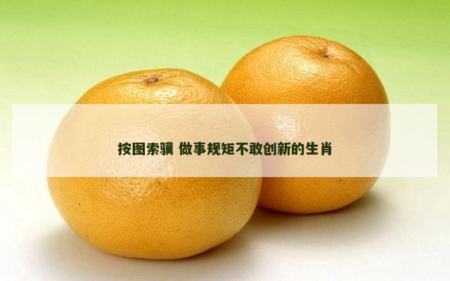 按图索骥 做事规矩不敢创新的生肖