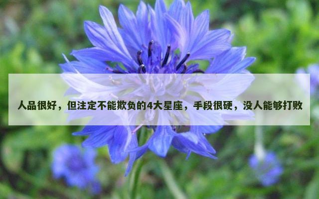 人品很好，但注定不能欺负的4大星座，手段很硬，没人能够打败
