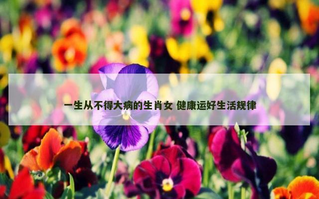 一生从不得大病的生肖女 健康运好生活规律
