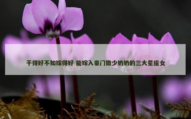 干得好不如嫁得好 能嫁入豪门做少奶奶的三大星座女