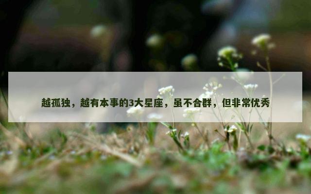 越孤独，越有本事的3大星座，虽不合群，但非常优秀