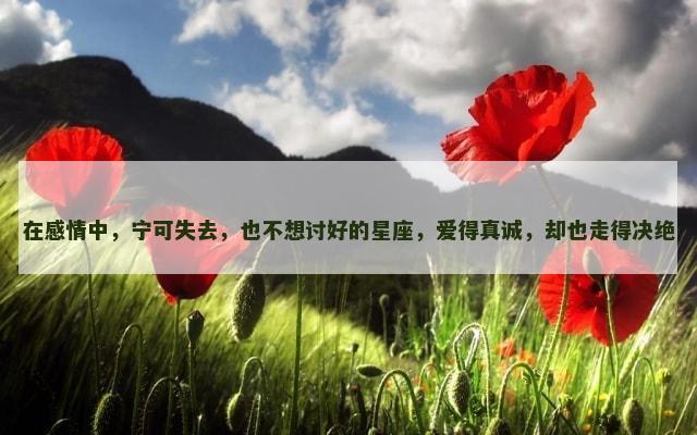在感情中，宁可失去，也不想讨好的星座，爱得真诚，却也走得决绝