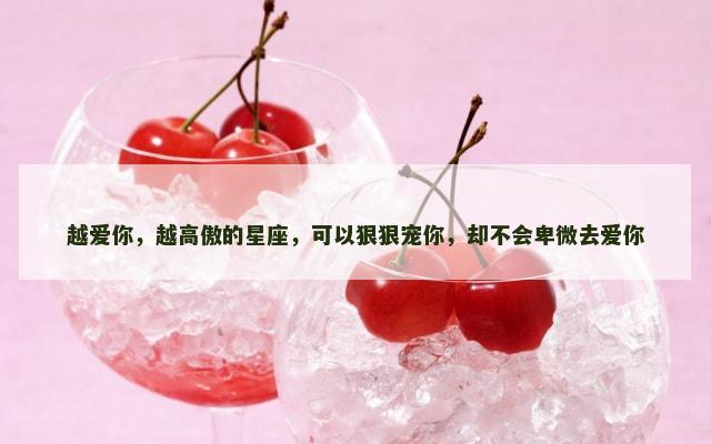 越爱你，越高傲的星座，可以狠狠宠你，却不会卑微去爱你