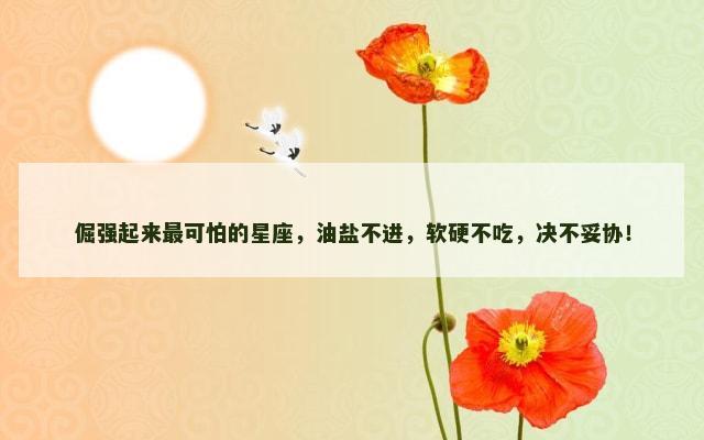 倔强起来最可怕的星座，油盐不进，软硬不吃，决不妥协！