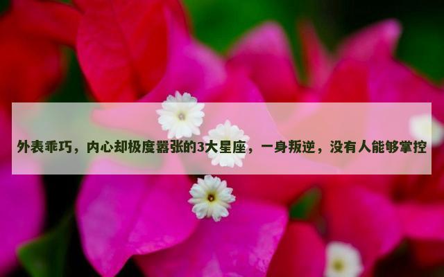 外表乖巧，内心却极度嚣张的3大星座，一身叛逆，没有人能够掌控