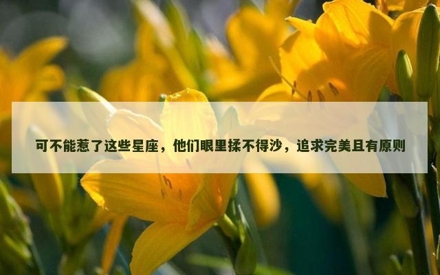 可不能惹了这些星座，他们眼里揉不得沙，追求完美且有原则