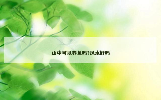 山中可以养鱼吗?风水好吗