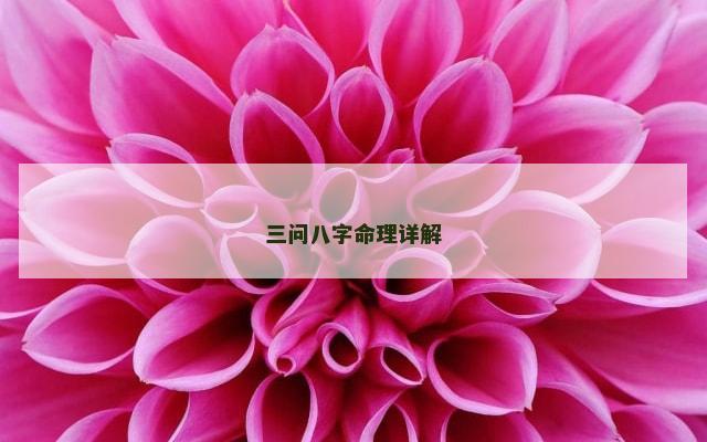 三问八字命理详解