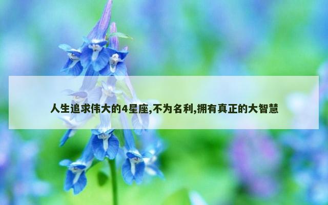 人生追求伟大的4星座,不为名利,拥有真正的大智慧