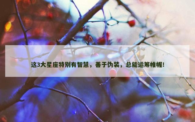 这3大星座特别有智慧，善于伪装，总能运筹帷幄！