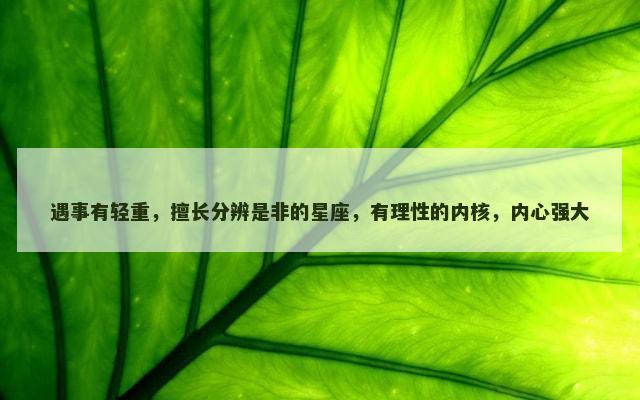 遇事有轻重，擅长分辨是非的星座，有理性的内核，内心强大