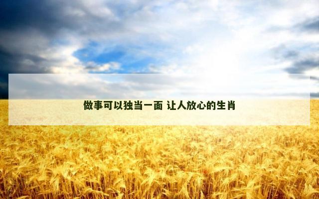 做事可以独当一面 让人放心的生肖