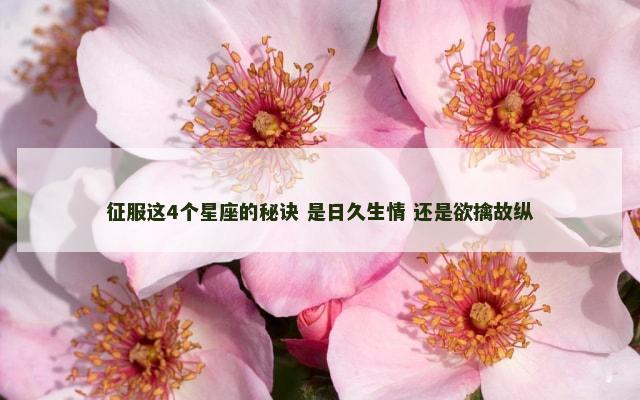 征服这4个星座的秘诀 是日久生情 还是欲擒故纵